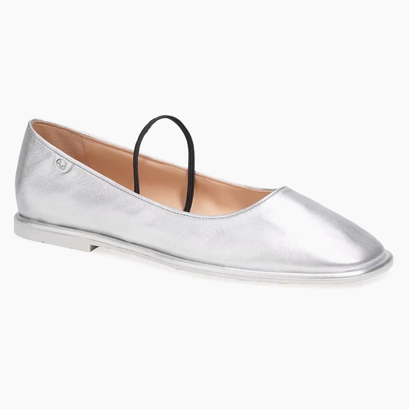 NWT COACH Emilia Silver Metallic Leather Ballet Flats - 9.5 - Picture 2 of 11